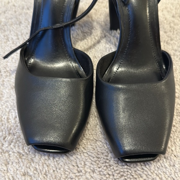 ZARA Genuine Leather Heels with Ankle Strap | Size 37 (US 6.5) | Black - Picture 2 of 8